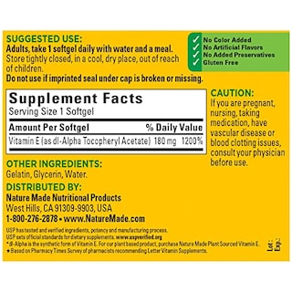 Foto 5 | Foto 5 | Suplemento de Vitamina E Nature Made DL-Alfa 180 mg 400 Ui 180 Softgels - Venta Internacional