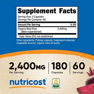 Foto 2 | Foto 2 | Suplemento Nutricost De Raíz De Remolacha 2400 Mg 180 Cápsulas - Venta Internacional.