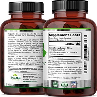 Foto 7 | Foto 7 | Suplemento De Extracto De Moringa Orgánico Zazzee 7500 Mg 180 Cápsulas - Venta Internacional.