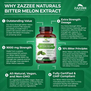Foto 6 | Foto 6 | Suplemento De Extracto De Melón Amargo Zazzee Extra Strength 9000 Mg - Venta Internacional.