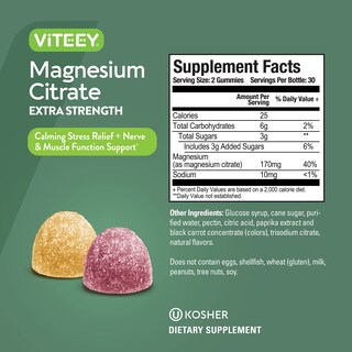 Foto 4 | Foto 4 | Suplemento Viteey Gummies Extra Strength Con Citrato De Magnesio - Venta Internacional.