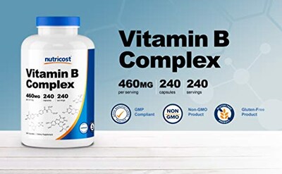 Foto 4 | Foto 4 | Suplemento Nutricost Vitamina B Complex 460 Mg 240 Cápsulas - Venta Internacional.