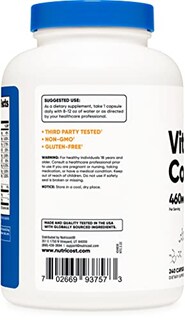 Foto 5 | Foto 5 | Suplemento Nutricost Vitamina B Complex 460 Mg 240 Cápsulas - Venta Internacional.