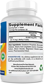 Foto 5 | Foto 5 | Suplemento Best Naturals De Folato De Metilo, 15 Mg, 60 Comprimidos - Venta Internacional.