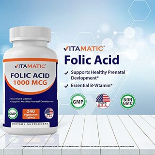 Foto 3 | Foto 3 | Suplemento De Ácido Fólico Vitamático 1000 Mcg (1 Mg) De Vitamina B9 - Venta Internacional.