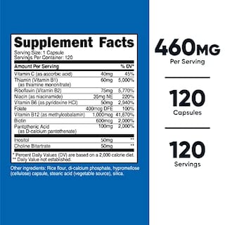 Foto 2 | Foto 2 | Suplemento del Complejo de Vitamina B Nutricost 460 mg con Vitamina C 120 Cápsulas - Venta Internacional