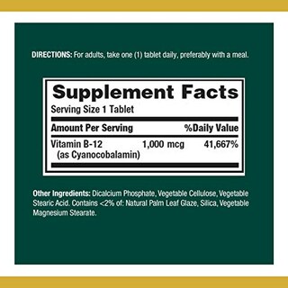 Foto 2 | Foto 2 | Suplemento Vitamínico Nature's Bounty Vitamina B12 1000 Mcg 100 T - Venta Internacional.