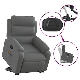 Foto 7 | Foto 7 | Sillón Reclinable Para Masajes Power Lift Vidaxl Tela Gris Oscuro - Venta Internacional.