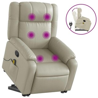 Foto 3 | Foto 3 | Sillón Power Lift Vidaxl De Piel Sintética Color Crema Con Masaje - Venta Internacional.