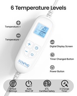 Foto 4 | Foto 4 | Almohadilla Térmica Renpho King Size Para Aliviar El Dolor De Espalda, 24 X 37 Cm - Venta Internacional.