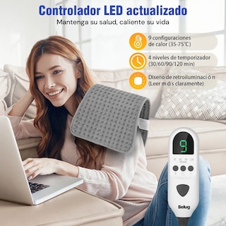 Foto 2 | Foto 2 | Almohadilla Térmica Cojín Eléctrico 10 Niveles 120*30cm Gris