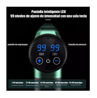 Foto 4 | Foto 4 | Pistola Masajeadora BELUG 99 Velocidades Pantalla Lcd+8 Accesorios color Verde