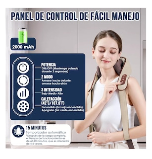 Foto 2 | Foto 2 | Masajeador Eléctrico Cuello Espalda Carga Usb 4 En 1 Marrón