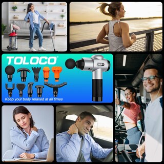 Foto 7 | Foto 7 | Pistola De Masaje Toloco Deep Tissue Para Atletas Con 10 Cabezales Plateada - Venta Internacional.