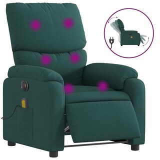 Foto 3 | Foto 3 | Sillón Reclinable Eléctrico Para Masajes Vidaxl Tela Verde Oscuro - Venta Internacional.