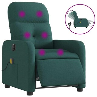 Foto 3 | Foto 3 | Sillón Reclinable Eléctrico Para Masajes Vidaxl Tela Verde Oscuro - Venta Internacional.