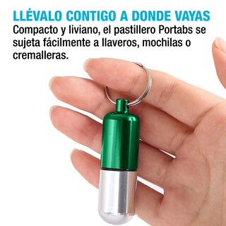 Foto 6 | Foto 6 | Pastillero Grande Llavero Metálico color Verde Hermético de Aluminio