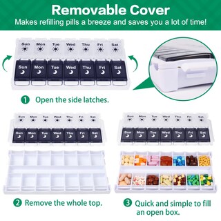 Foto 2 | Foto 2 | Organizador De Píldoras Shintop 2 Veces Al Día, 7 Días, Medicamento En Blanco Y Negro - Venta Internacional.
