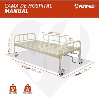Foto 4 | Foto 4 | Cama Hospitalaria Manual 2 Manivelas | Acero Inoxidable, Barandales Abatibles, Ruedas Con Freno | Soporta Hasta 130 Kg