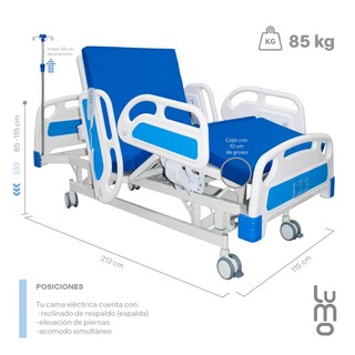 Foto 2 | Foto 2 | Cama Hospitalaria Eléctrica 4 Posiciones Altura Ajustable