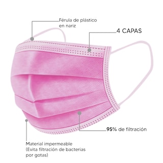 Foto 4 | Foto 4 | Cubrebocas HANAsis color Rosa con 4 Capas