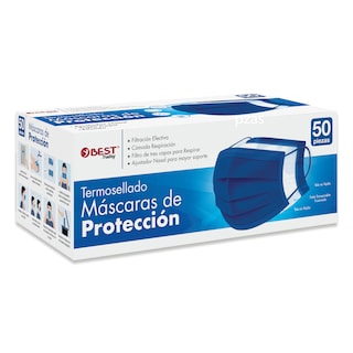 Foto 1 | Foto 1 | Cubrebocas Tricapa Termosellado color Azul Marino 50 Piezas