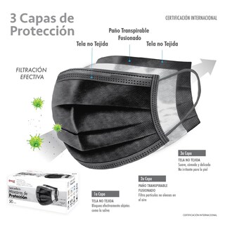 Foto 2 | Foto 2 | Cubrebocas Termosellado color Negro 100 Piezas