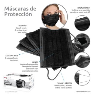 Foto 3 | Foto 3 | Cubrebocas Termosellado color Negro 100 Piezas