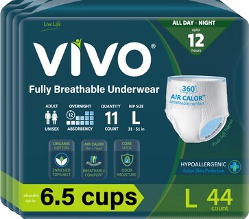 Foto 1 | Foto 1 | Ropa Interior Para Pullup Para Incontinencia Vivo, Algodón Orgánico, Tamaño Grande, 44 Quilates - Venta Internacional.