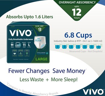 Foto 3 | Foto 3 | Ropa Interior Para Pullup Para Incontinencia Vivo, Algodón Orgánico, Tamaño Grande, 44 Quilates - Venta Internacional.