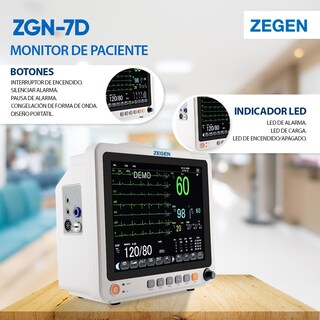 Foto 5 | Foto 5 | Monitor de Signos Vitales de Paciente Zegen Zgn-7d 12 Pulgadas