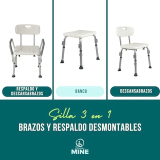 Foto 3 | Foto 3 | Silla Para Baño Adulto Mayor Con Almohadilla | Brazos Y Respaldo Desmontables