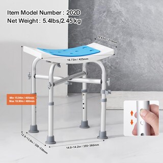 Foto 6 | Foto 6 | Silla De Ducha Vevor, Altura Ajustable, 500 Libras, Para Personas Mayores - Venta Internacional.