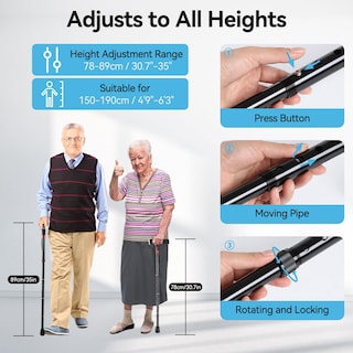 Foto 5 | Foto 5 | Bastón Plegable Agptek Con Luz Led Y Alarma Para Adultos - Venta Internacional.