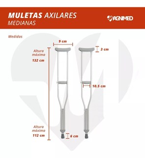 Foto 2 | Foto 2 | Muletas Medianas De Aluminio - Soportan Hasta 90kg, Axilares Acojinados, Regatones Antiderrapantes