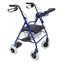 Andadera Rollator ER200102 color Azul Hibrida de Aluminio Silla de Traslado de Aluminio