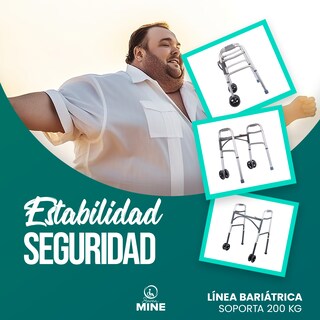 Foto 2 | Foto 2 | Andadera Bariátrica Soporta 200 Kg | Llantas Delanteras Dobles 5”