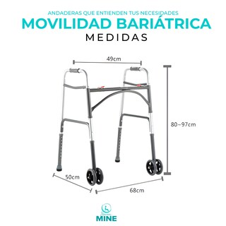 Foto 5 | Foto 5 | Andadera Bariátrica Soporta 200 Kg | Llantas Delanteras Dobles 5”