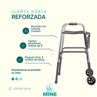 Foto 8 | Foto 8 | Andadera Bariátrica Soporta 200 Kg | Llantas Delanteras Dobles 5”