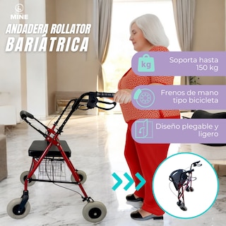 Foto 4 | Foto 4 | Andadera Rollator Bariátrica |soporta150 Kg, Extra Ancha