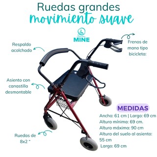 Foto 5 | Foto 5 | Andadera Rollator Bariátrica |soporta150 Kg, Extra Ancha