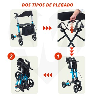 Foto 7 | Foto 7 | Andadera Rollator Plegable De Lujo | Ligera, Compacta, Frenos De Seguridad Con Sistema De Bloqueo Y Bolsa De Almacenamiento