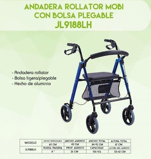 Foto 2 | Foto 2 | Andadera Mobicare Rollator Con Bolsa Plegable Jl9188lh