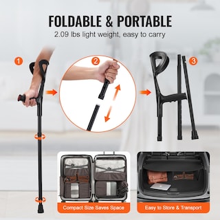 Foto 6 | Foto 6 | Muletas De Antebrazo Vevor Plegables Para Caminar Altura Ajustable - Venta Internacional.