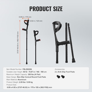 Foto 7 | Foto 7 | Muletas De Antebrazo Vevor Plegables Para Caminar Altura Ajustable - Venta Internacional.