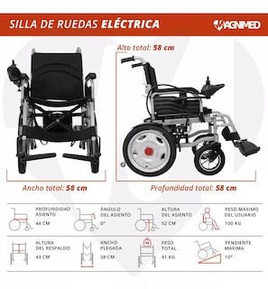 Foto 5 | Foto 5 | Silla De Ruedas Eléctrica Plegable | Recargable, Todo Terreno, Respaldo Y Descansa Brazos Plegables