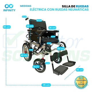 Foto 4 | Foto 4 | Silla De Ruedas Eléctrica Todo Terreno Neumática Infinity, Plegable, Color Negro, Ambidiestra