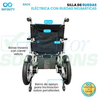 Foto 5 | Foto 5 | Silla De Ruedas Eléctrica Todo Terreno Neumática Infinity, Plegable, Color Negro, Ambidiestra