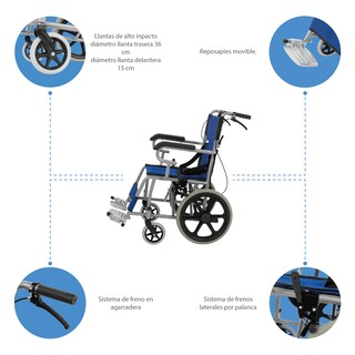 Foto 8 | Foto 8 | Silla de Ruedas Juvenil Onof Onsr-09 Plegable de Transportador color Azul