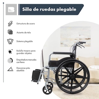 Foto 2 | Foto 2 | Silla De Ruedas Ligera Plegable Traslado Compacta Con Freno
